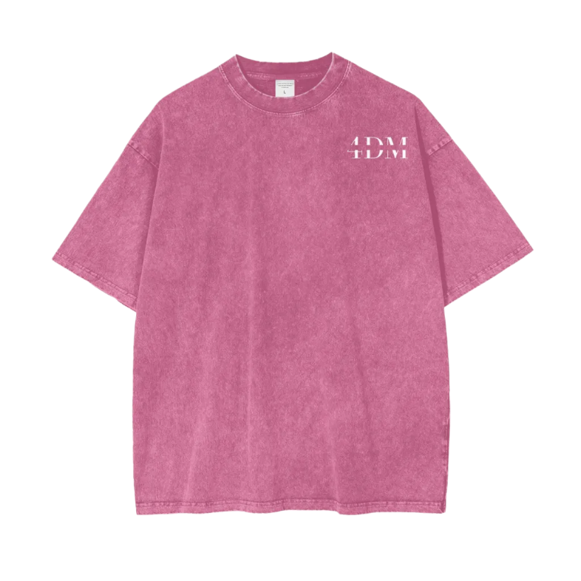 Pink t-shirt with text on a white background